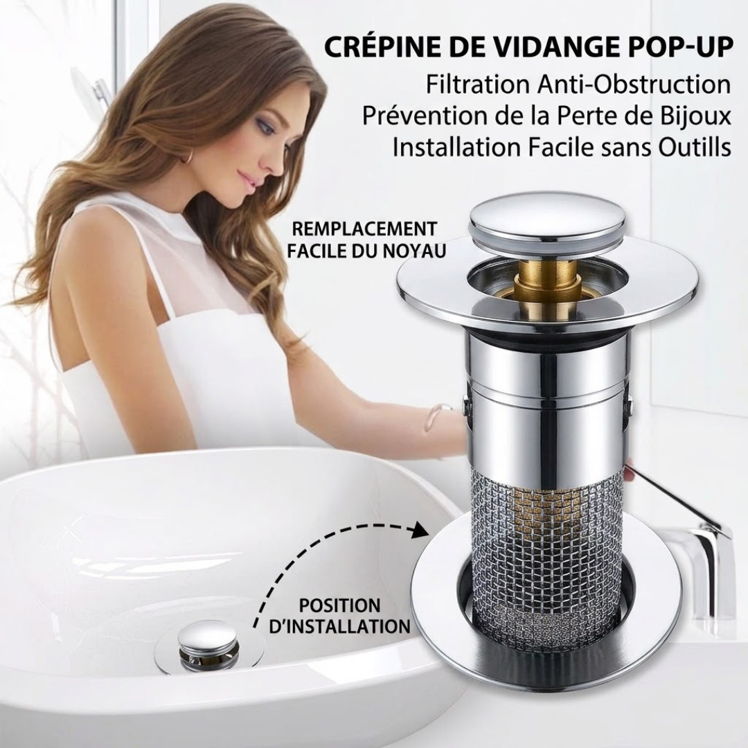 ACHETEZ-EN 1, OBTENEZ-EN 1 GRATUIT !  AquaStop Pro – Bouchon Anti-Bouchon en Inox – Filtre Fin & Facile à Nettoyer – Stop aux Cheveux & Résidus