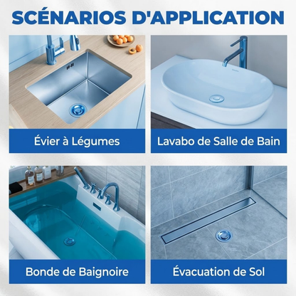 ACHETEZ-EN 1, OBTENEZ-EN 1 GRATUIT !  AquaStop Pro – Bouchon Anti-Bouchon en Inox – Filtre Fin & Facile à Nettoyer – Stop aux Cheveux & Résidus