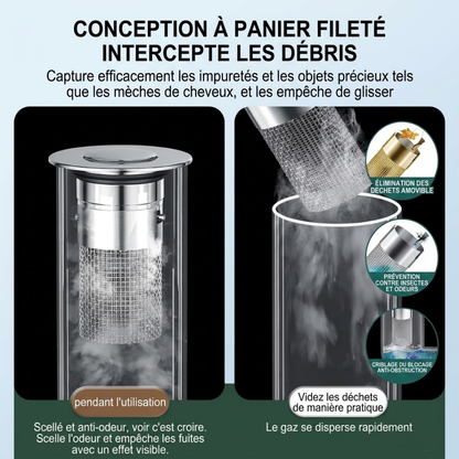 ACHETEZ-EN 1, OBTENEZ-EN 1 GRATUIT !  AquaStop Pro – Bouchon Anti-Bouchon en Inox – Filtre Fin & Facile à Nettoyer – Stop aux Cheveux & Résidus