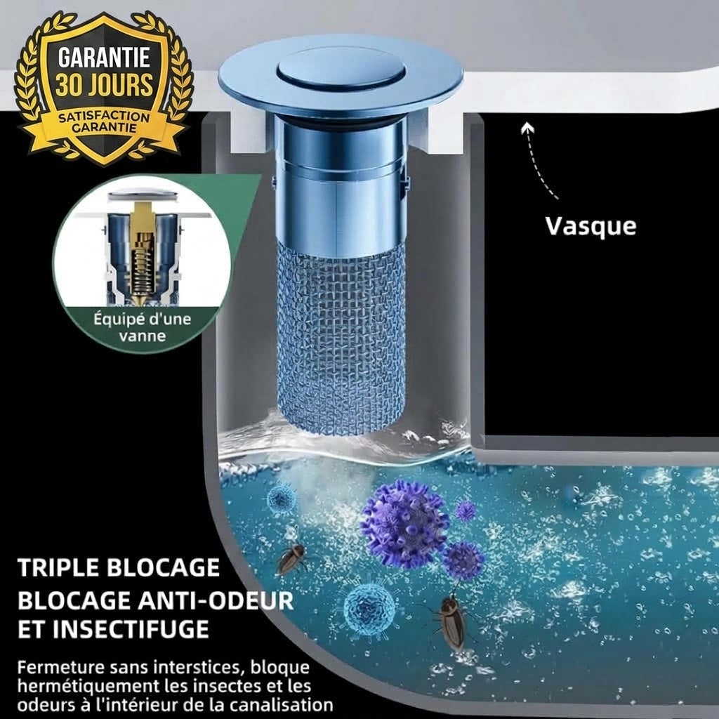 ACHETEZ-EN 1, OBTENEZ-EN 1 GRATUIT !  AquaStop Pro – Bouchon Anti-Bouchon en Inox – Filtre Fin & Facile à Nettoyer – Stop aux Cheveux & Résidus